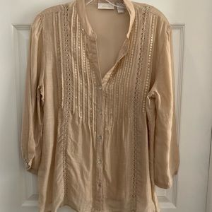 Sheer Chico’s Rhinestone blouse Size 1